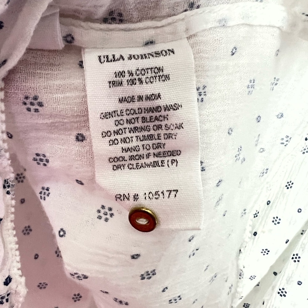 Ulla Johnson Fabienne Peasant Blouse White Blue Foulard Dot Print Quiet Luxury - Picture 14 of 14